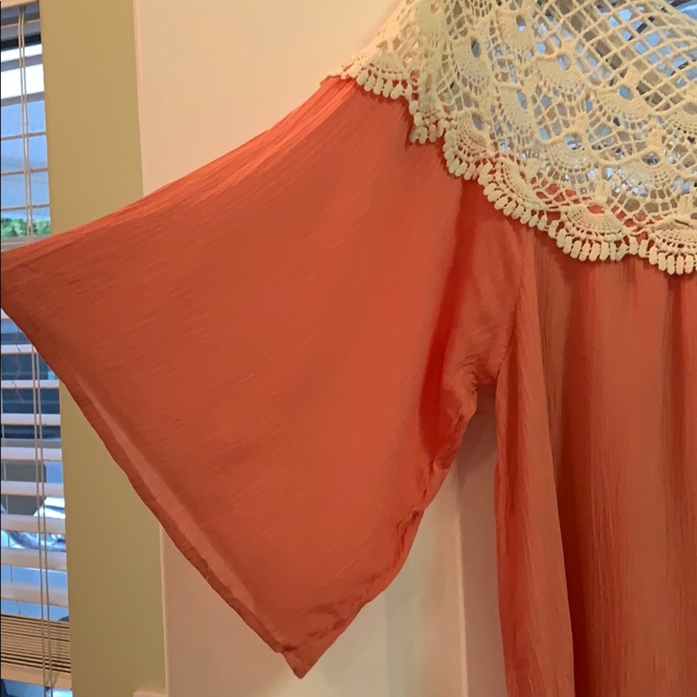 NWT!{Jodifl}Sz S Crinkly Peach Shift Dress - Picture 3 of 8